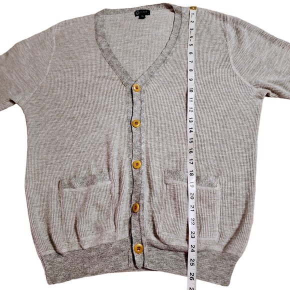 J.Crew V-neck Button Down Ribbed Cardigan | Patchwork Pockets Size Large - Picture 5 of 8